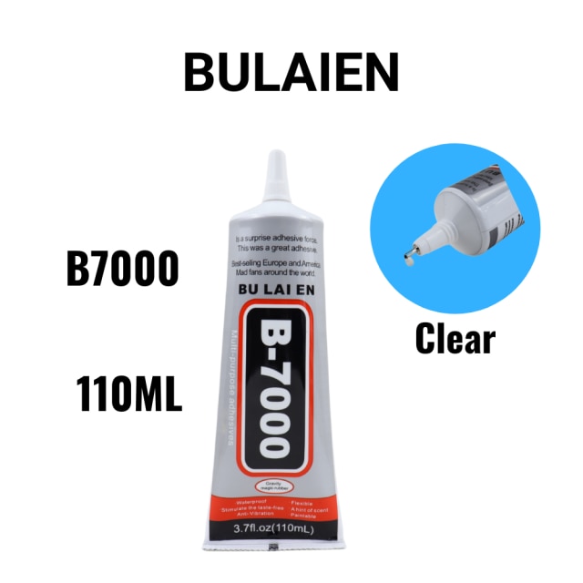 Bulaien  b7000 110ml klar kontakt telefon reparation klæbende universal glas plastik læder trælim med præcision applikator spids: Default Title