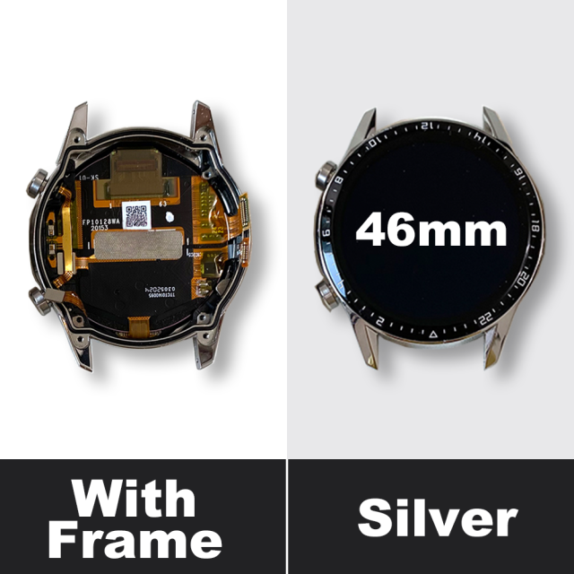 Original bildschirm für HuaWei uhr serie GT2 lcd touchscreen oled Anzeige digitizer Montage HW uhr Auswechslung 42mm 46mm: WithFrame-Silber-46mm