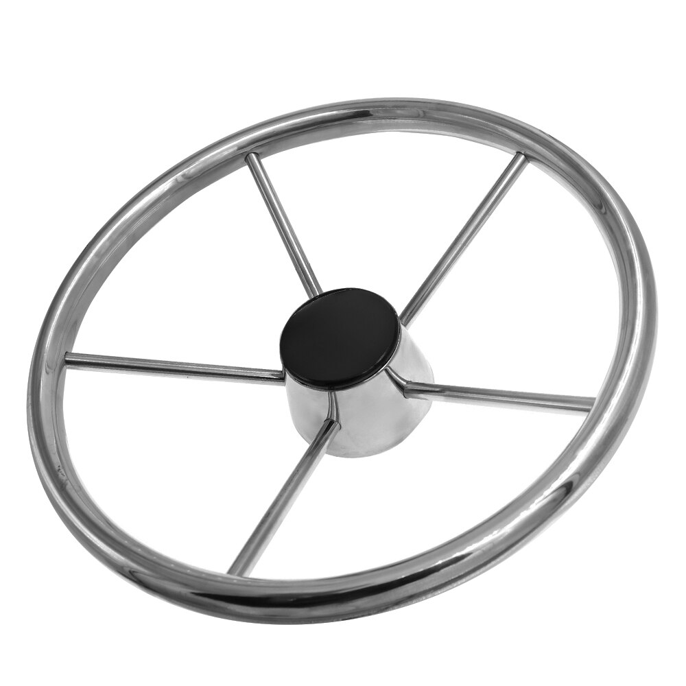 M-ARINE BABY 13.5" Stainless Steel Boat Steering Wheel – 5 Spokes With Tapered Knob, Polished
