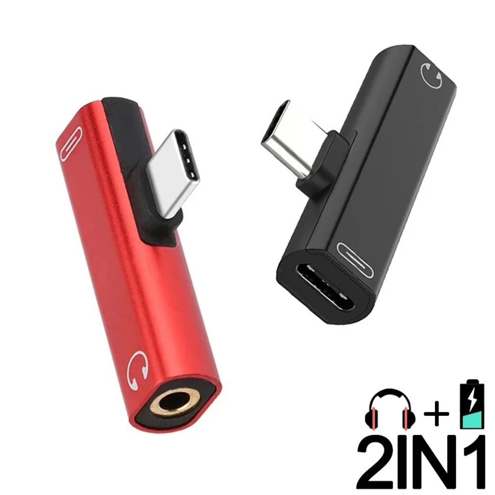 Mini 2 In 1 Usb Type C Adapter 3.5Mm Jack Audio Hoofdtelefoon Adapter USB-C Opladen Adapter Voor Mobiele Telefoon