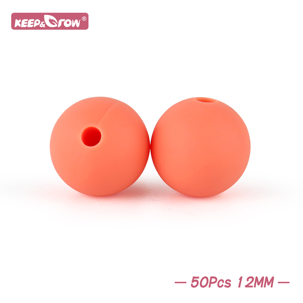 Perles rondes en Silicone de 12MM, 50 pièces, accessoires de dentition pour bébé, anneaux de dentition à croquer, sans Bpa, perles d'allaitement pour bébé