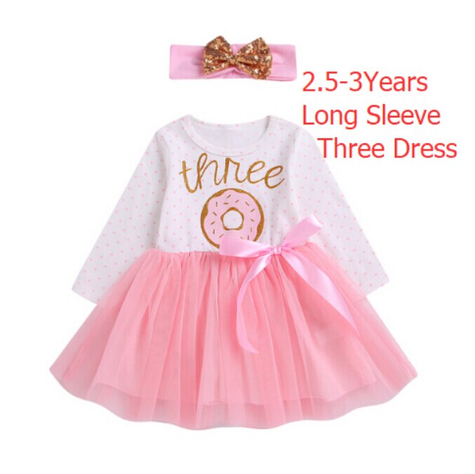 1st 2nd 3rd Third Birthday Donut Polka Dot Dress Girls Toddler Outfits Tutu Dresses Princess Party Dress: 15