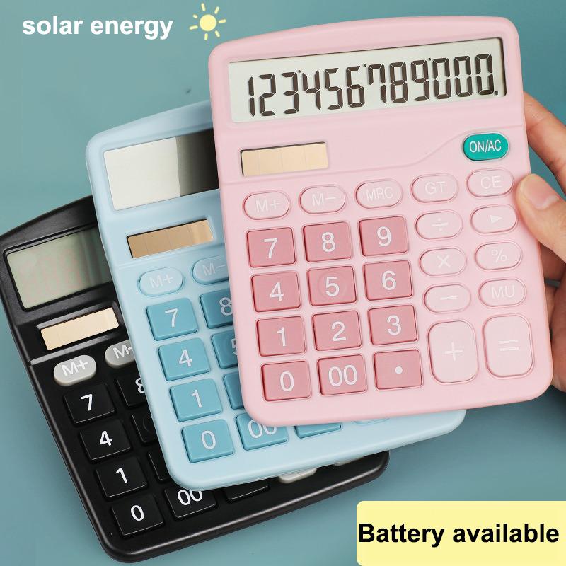 12 Bit Large Lcd Display Solar And Battery Dual Power Desktop Calculator Standard Functional Calculator Suitable For Home Office