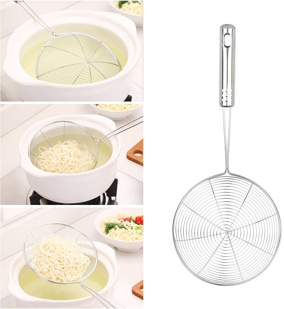 Cooking Small Skimmer Mesh Deep Fryer Oil Stainless Steel Frying Scoop 8.1 Inch Long 13.2cm Dia Home Kitchen Tool