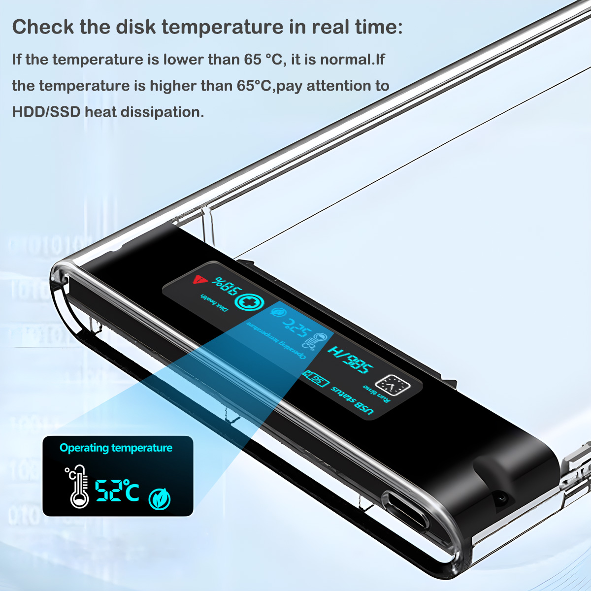 USB3.2 External HDD Case 5Gbps 2.5 Inch Transparent Hard Disk Case Hard Drive Enclosure SATA HDD SSD Storage Case for Laptop PC