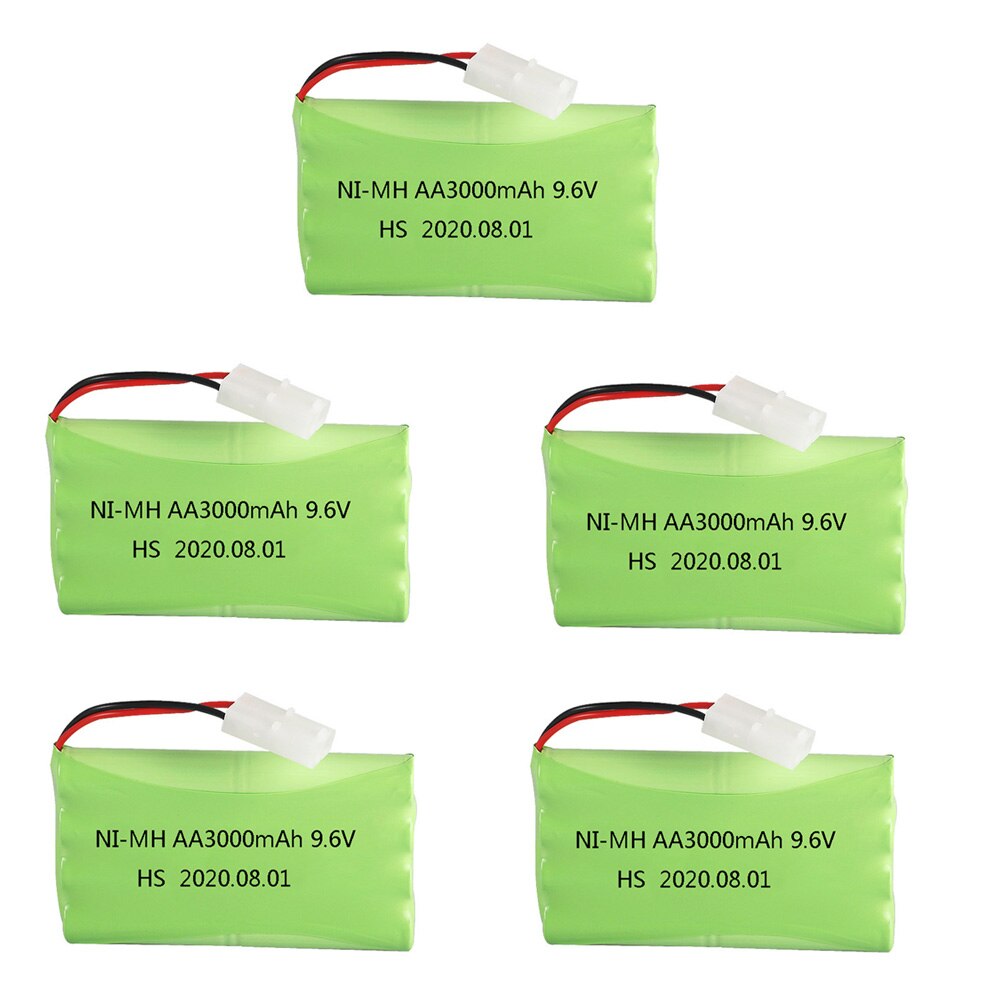 Batería de Ni-MH de 9,6 V para juguetes a control remoto, juguete eléctrico para instalaciones de seguridad, AA, 9,6 V, batería recargable de 3000 mah: 5B