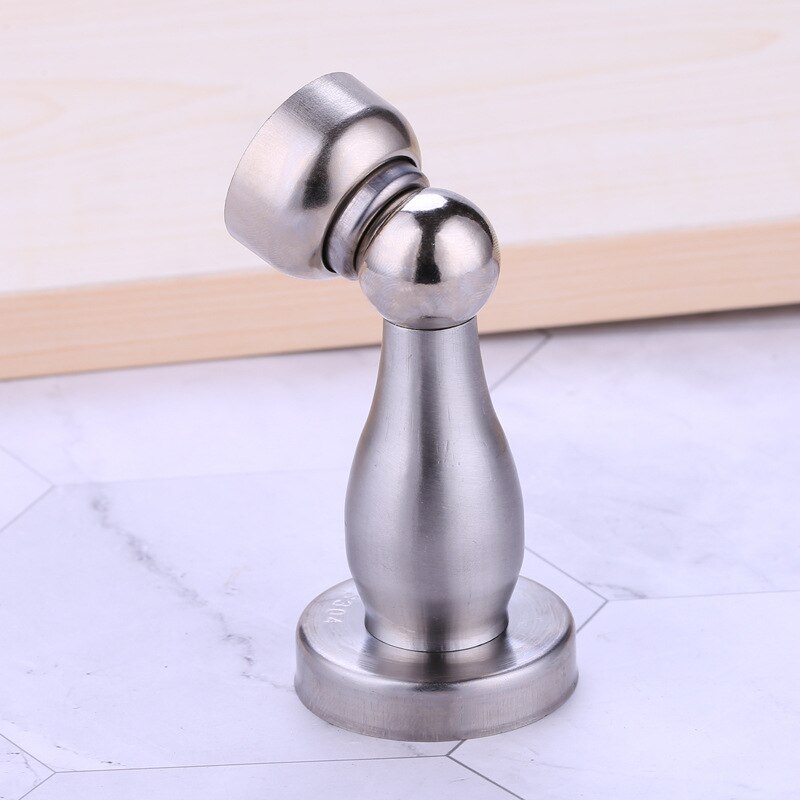 JD Thicknessed Stainless Steel Magnetic Sliver Door Stop Stopper Holder Catch Floor Fitting With Screw For Family Home Hardware: Silver