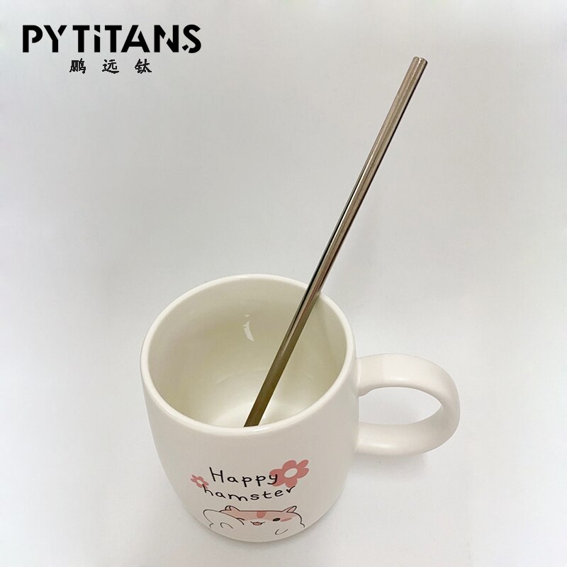 Usine directe GR2 pur titane paille lait thé cola droite courbure paille portable vaisselle extérieure par PYTITANS