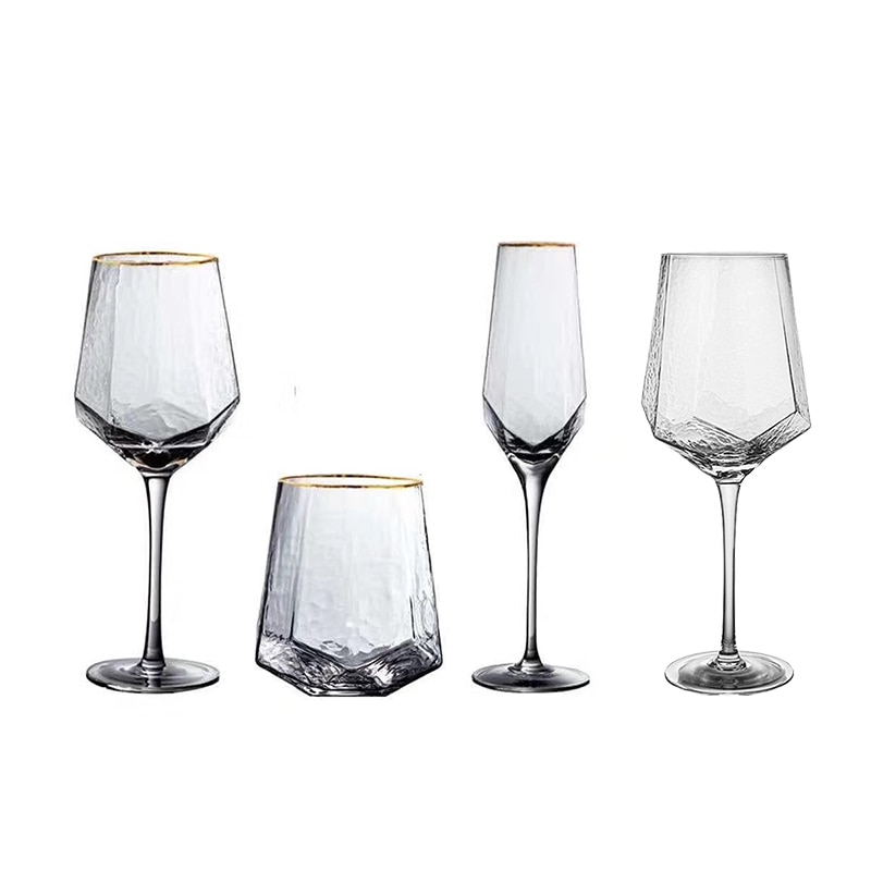 2 stk guld, hamret, champagneglas, vinglas, bæger-champagneglas sæt  of 2