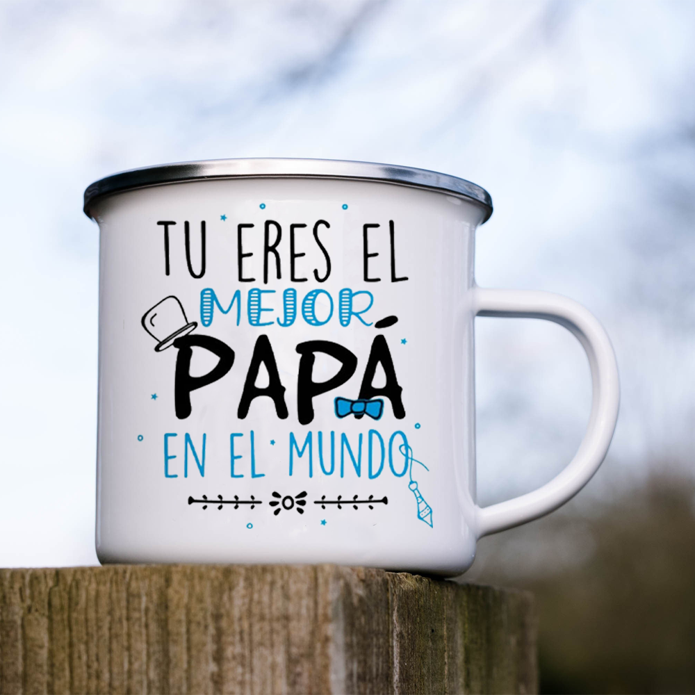 TU ES EL MEJOR PAPA EN EL MUNDO Taza esmaltada Café Té Taza esmaltada Bebida Agua El mejor original y divertido para el día del padre