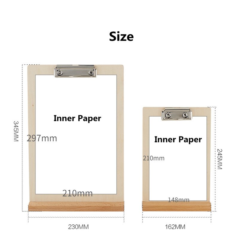 A4 T Shape Wooden Menu Holder Clipboard Menu Template Table Menu Sign Holder Stand Bar Menu Cover Board