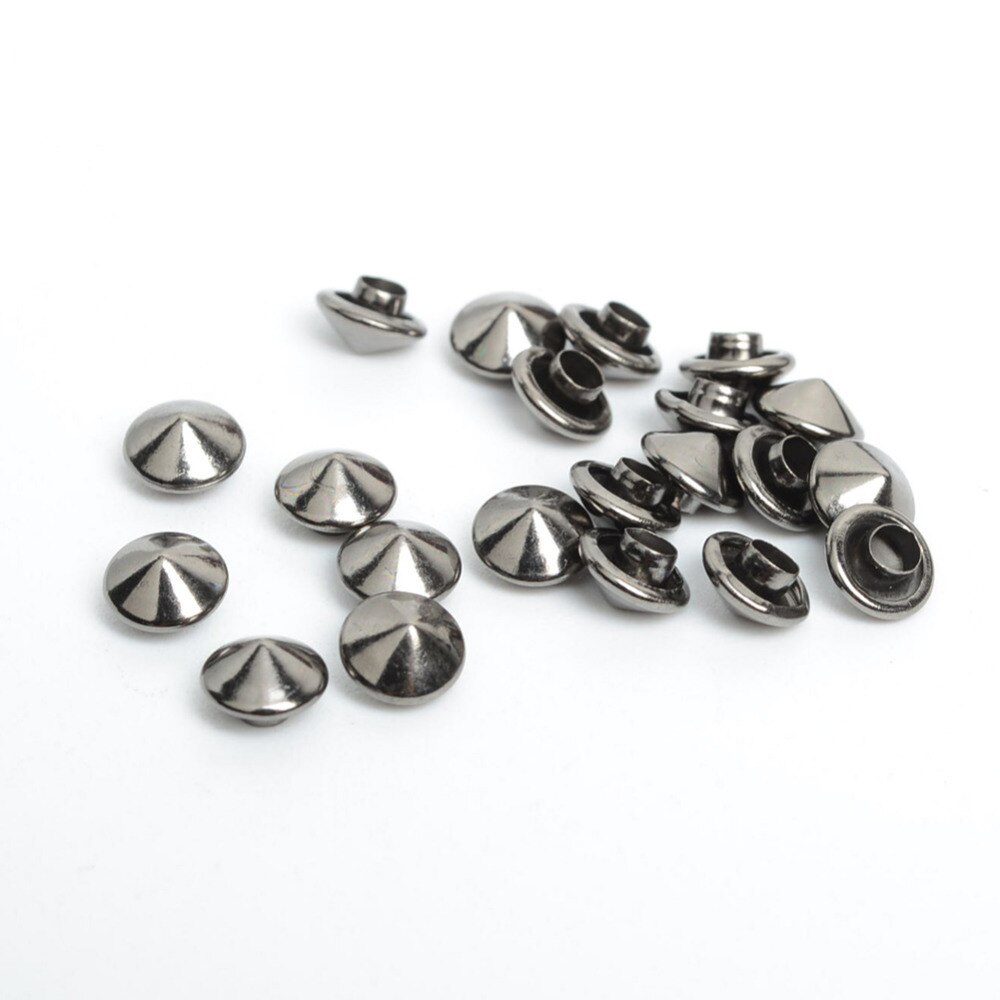 Juego de remaches rápidos de seta de Metal negro, tachuelas, punta de clavícula, pulsera Artesanal de cuero, costura de ropa, bolso cinturón, suministros Punk, 100