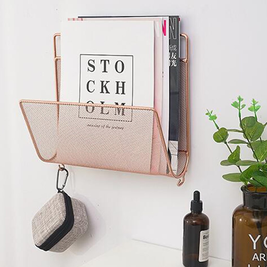 IRON MAGAZINE RACK WALL MOUNTED NEWSPAPER MAILS POSTS CARDS SHELF STORAGE HOLDER FOR HOME OFFICE