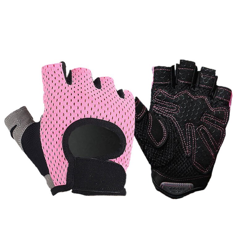 Fitness Gloves Men Women Half Finger Breathable Dumbbell Training Horizontal Bar Gym Palm Protection Enhance Grip: pink 1 / M