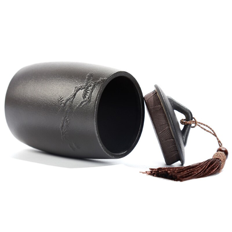 Caddie de poterie en céramique noire et blanche, pot de stockage de thé Vintage, accessoires de cérémonie de thé, artisanat de décoration, récipients scellés