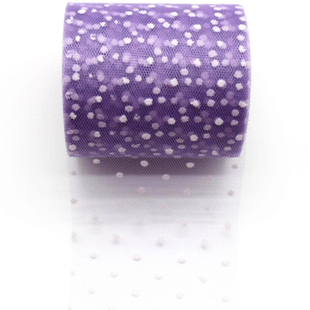 20 yards / volumen 3 '' 7.5 cm hvide prikker håndlavet materiale hovedbeklædning dekoration tutu nederdel tyl rulle 75mm bånd
