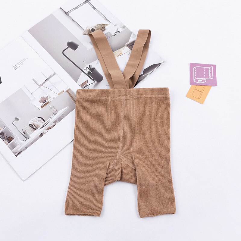 Calça collants de malha macia para crianças, top curto de meia-calça para meninos e meninas, verão: Marrom / 12-24M