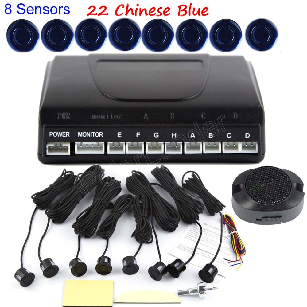 Parking Assistance Backup Reverse car auto Parking Sensor 8 sensors buzzer 44 Colors to choose: 22 Chinese blue