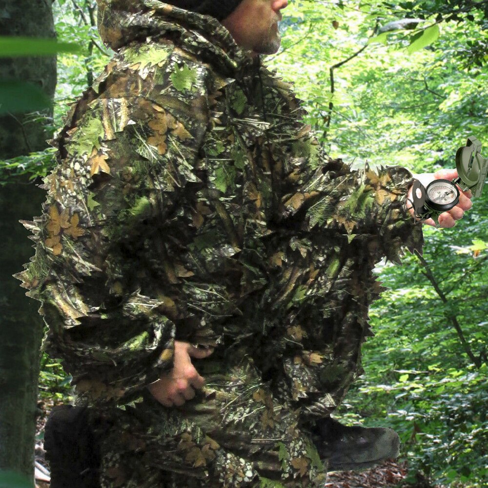 Ropa de camuflaje 3D para hombre y mujer, conjunto de pantalones y abrigos militares con capucha para actividades deportivas al aire libre, abrigo de manga larga, ropa de Cosplay