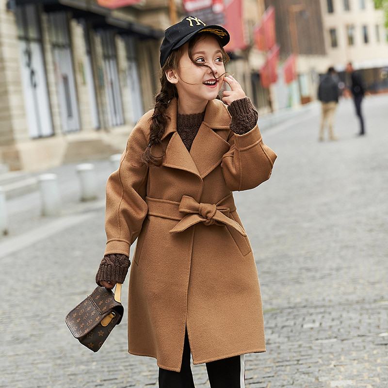 Abrigo de lana para niños y niñas, chaqueta gruesa y cálida de mezcla de lana, prendas de vestir, K17, otoño e invierno,