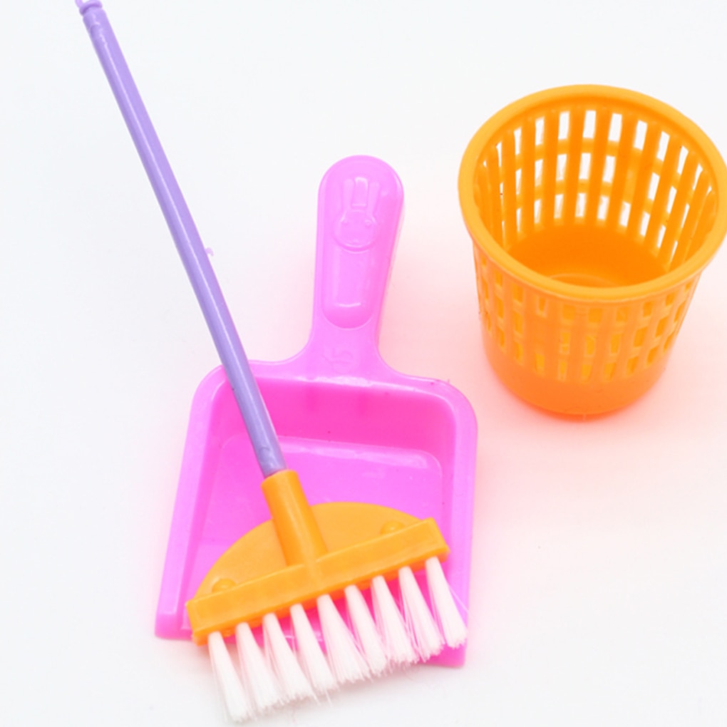 9 stks/set Huishoudelijke Meisje Poppen Speelgoed Cleaning Kit Tools Kinderen Plastic Simulatie Meubels Cleaner Set