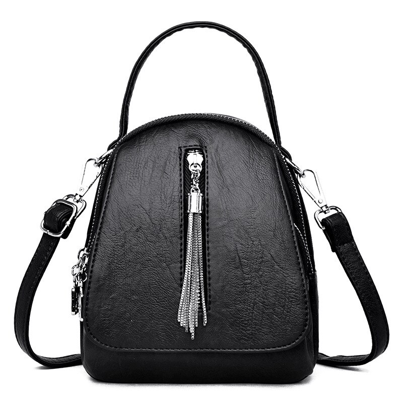 Små messenger tasker til kvinder sac a main chain kvast crossbody tasker til kvinder læder håndtasker dame skulder taske clutch: Sort