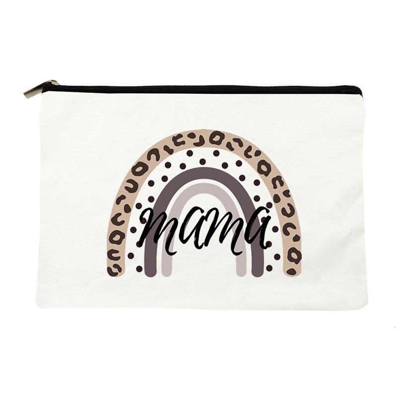 Rainbow Mama Print kosmetyczka kosmetyczka podróżna kobiety Organizer do przyborów toaletowych Tote kobieta przechowywanie makijaż torby torebka prezent dla mamy: W10103-TBWH-D