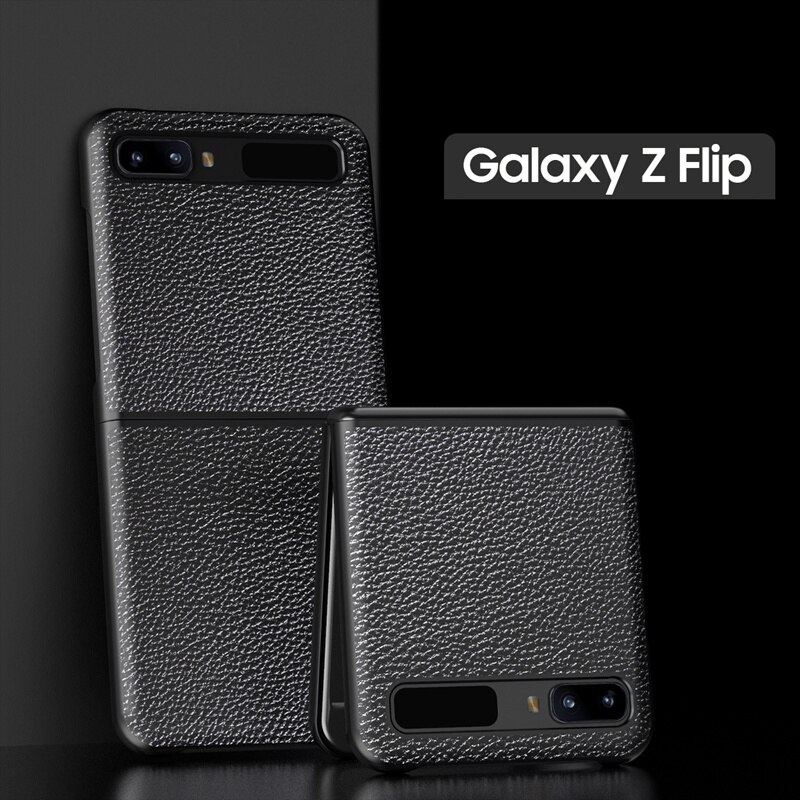 Luxus Kohlenstoff Fiber fallen Für Samsung Z kippen Litschi Getreide Kreuz Textur Leder Telefon Abdeckung Für Galaxis ZFlip Klapp Halfter: Litchi schwarz