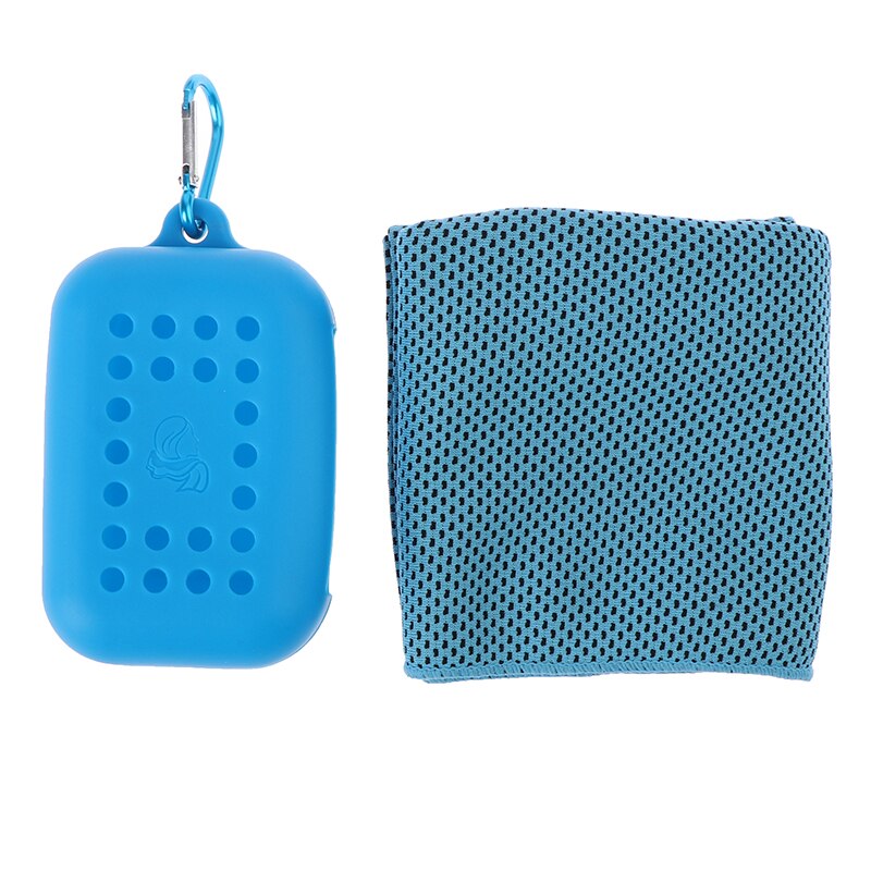 Sport Handdoek 30*100Cm Utility Blijvende Instant Cooling Gezicht Handdoek Heat Relief Herbruikbare Chill Ijs Koele Handdoek Met siliconen Case: Sky Blue