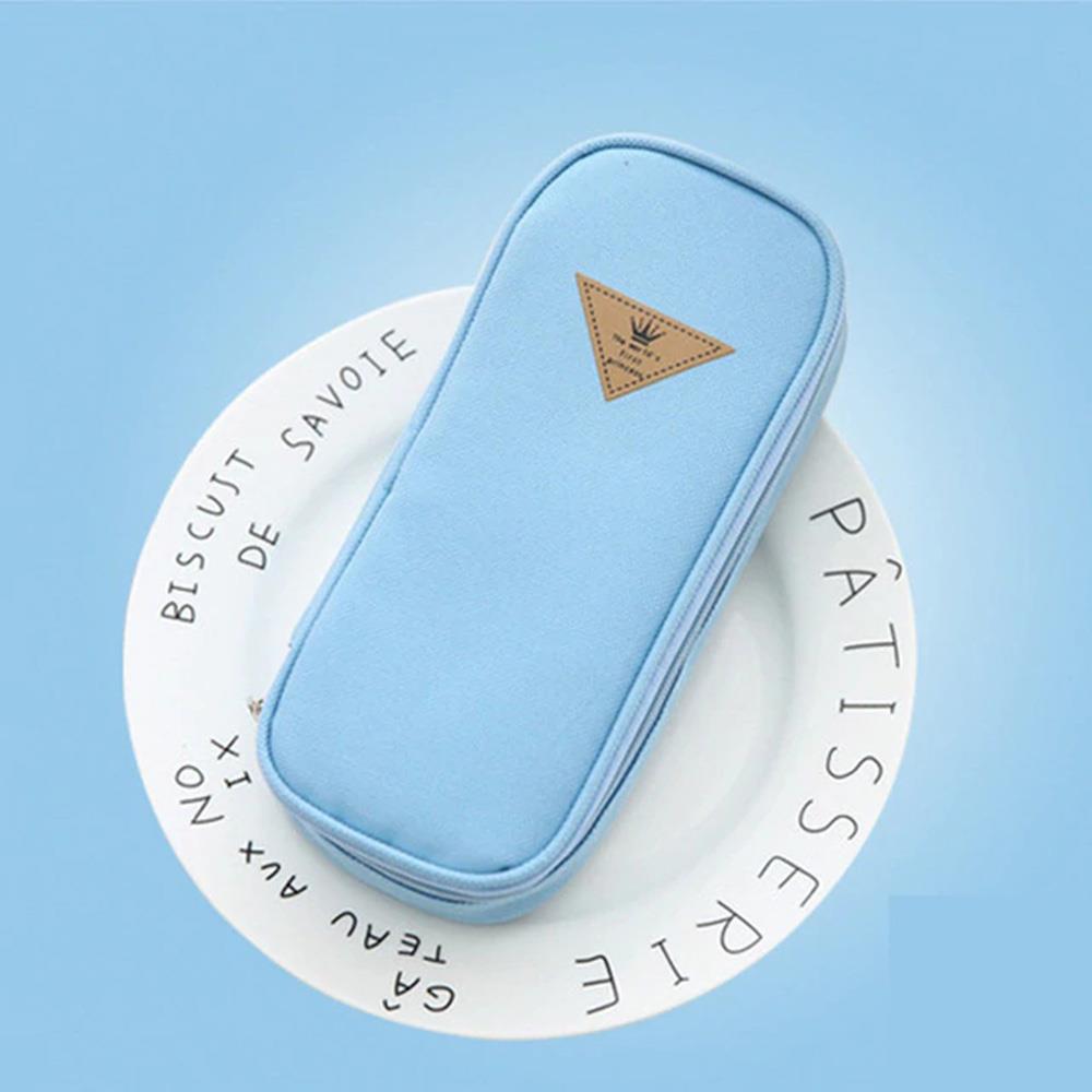 Protection Pencil Stationery Student Color Yellow Simple Colorful Pencil Case School Storage Furl Pink Lake Blue: Lake Blue