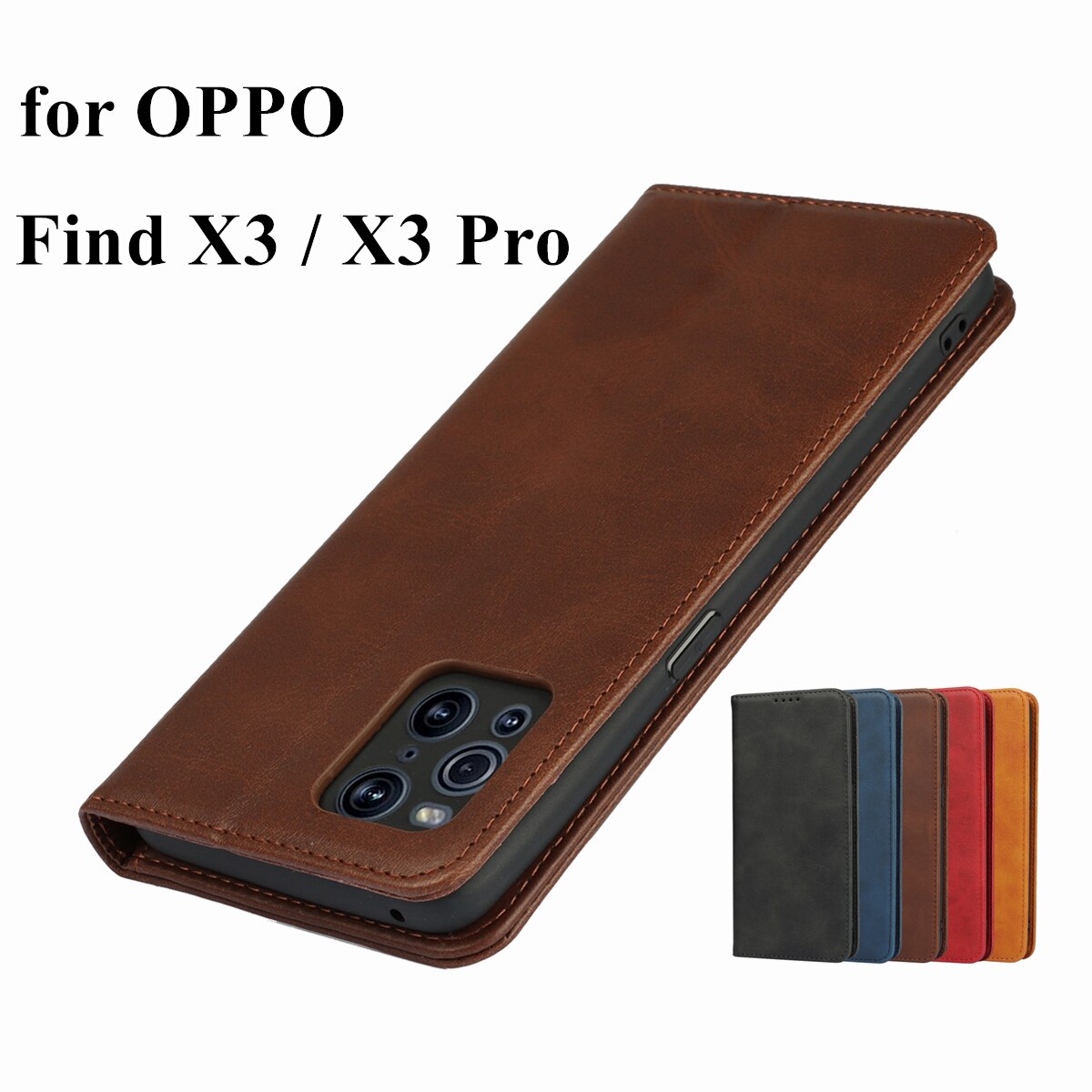Funda de cuero para OPPO Find X3 Pro, carcasa con tapa, tarjetero, funda con atracción magnética, BILLETERA, funda para OPPO Find X3