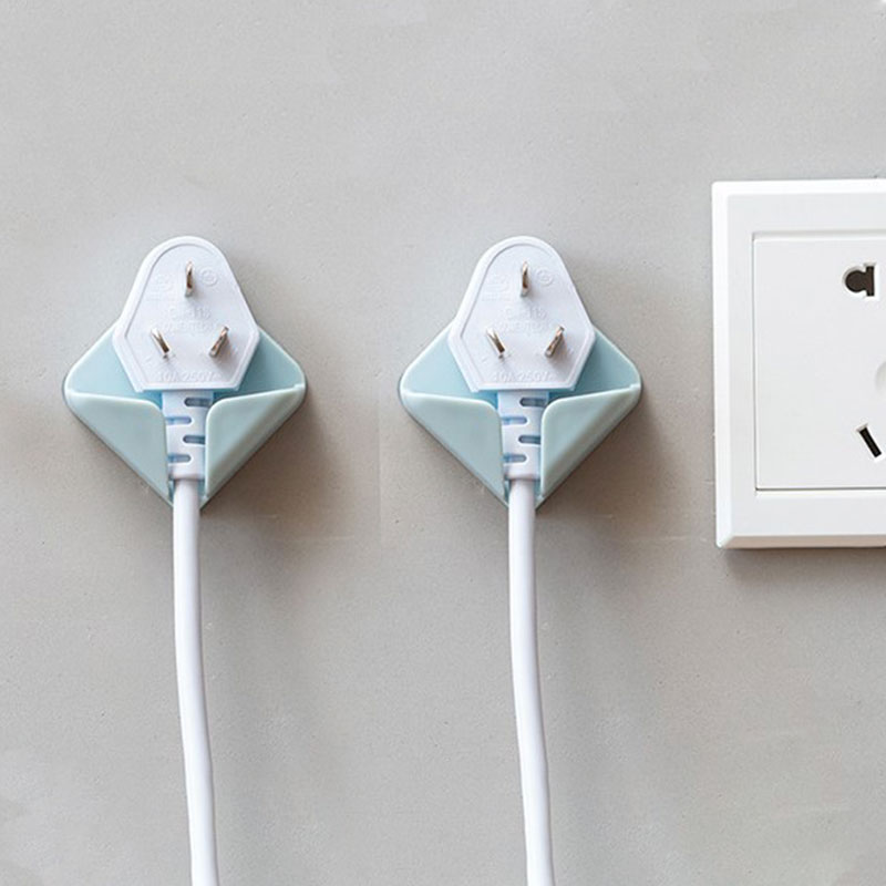Home Accessories Storage Holders Racks Wall Hanging Hook Self Adhesive Folding Socket Bathroom Appliance Wire Plug Power Cord: Blue