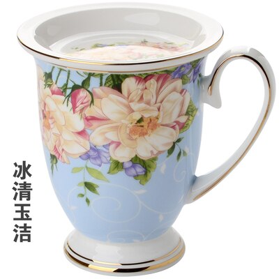 Koffie Mok Met Deksel 300Ml Wit Bone China Porselein Thee Kopjes Met Deksel Luxe Dessert Schotel Engeland Middag thee Mok: 8