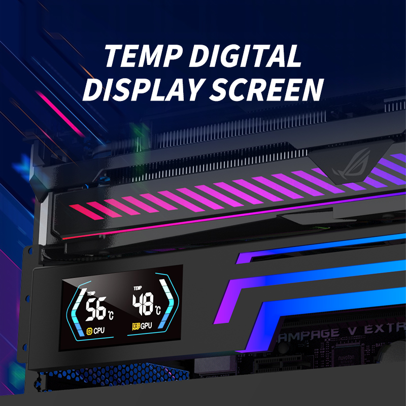 Power Train Z-X6 Temperature display Graphics Card Bracket 5V 3PIN ARGB AURA SYNC Graphics Card VGA Holder Height Adjustable