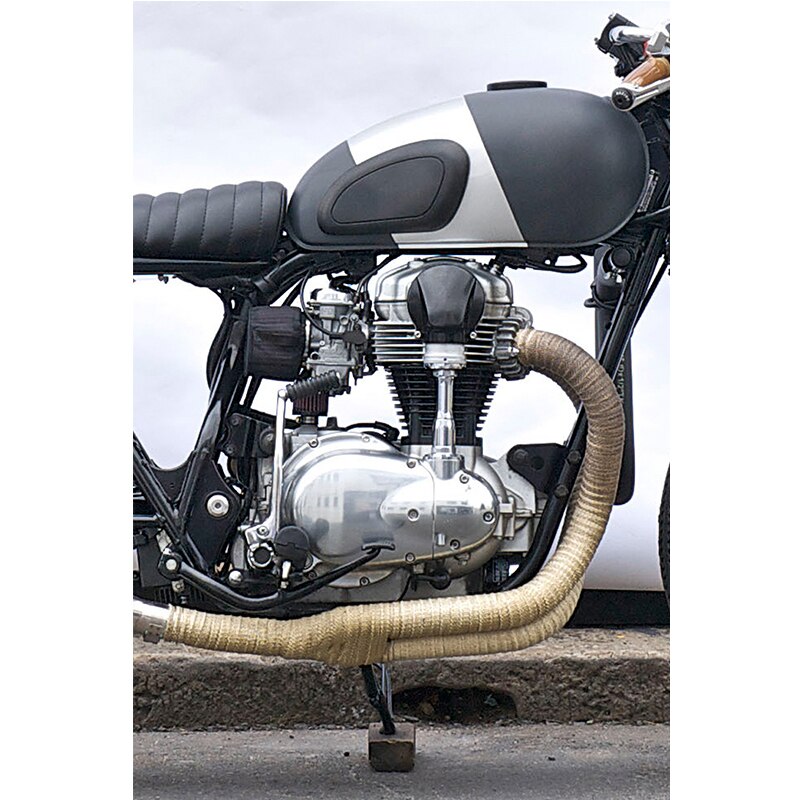 Universal motorcykel ubrændbar turbo manifold varmeudstødningsrør termisk wrap tape & rustfri bånd til bil 1.5mm*25mm*5m