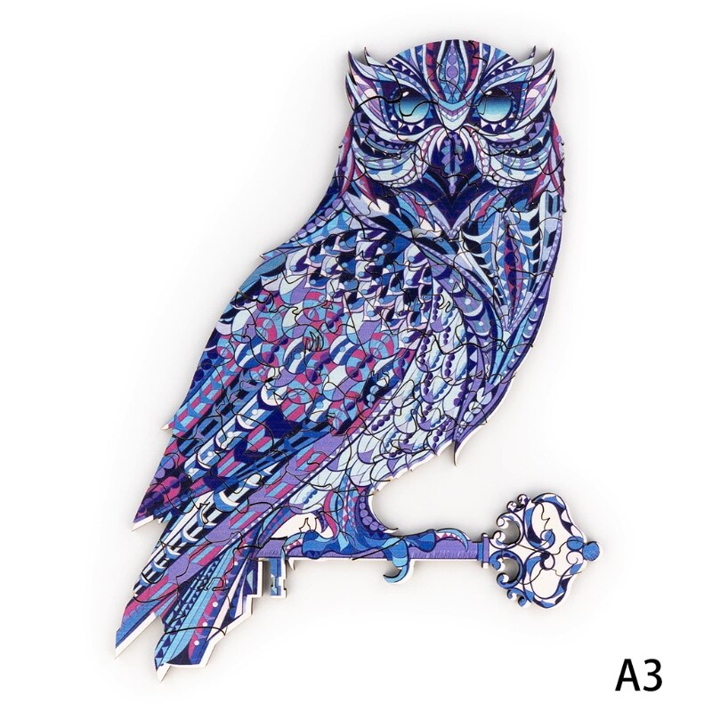 28EC Primary Puzzle Boxes Thickened Hard Wood DIY Wall Décor Owl Jigsaw for House