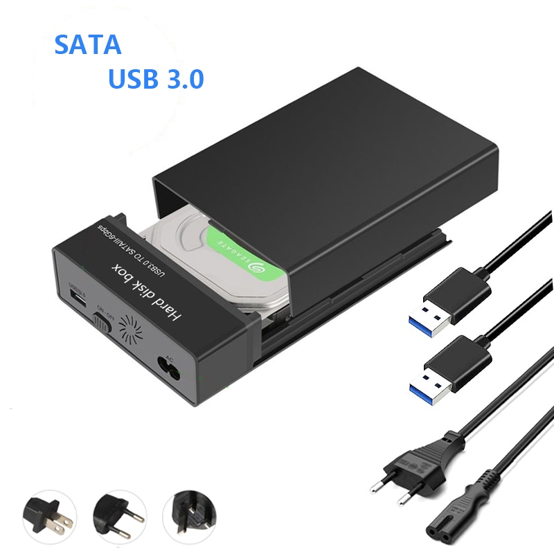 USB 3.0 To Sata Adapter With Power Supply EU US UK For 2.5 3.5 Inch SSD HDD Hard Drive Disk Enclosure Universal SATA Cable Box
