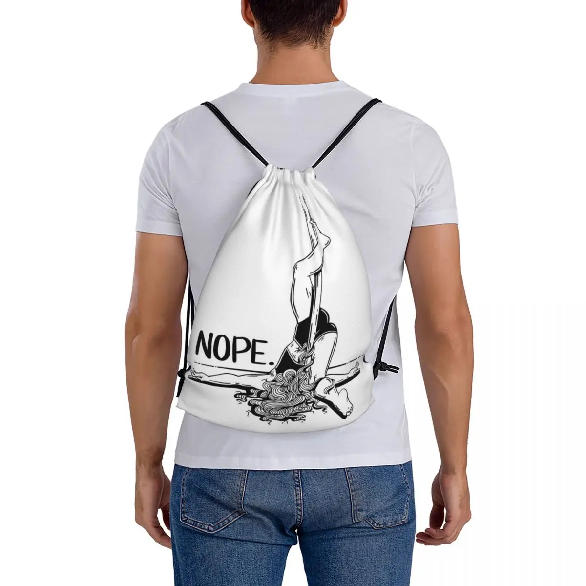 Paaldans Nope-Zwarte Rugzakken Multifunctionele Draagbare Trekkoord Tassen Met Trekkoord Bundel Sporttas Voor Reizen