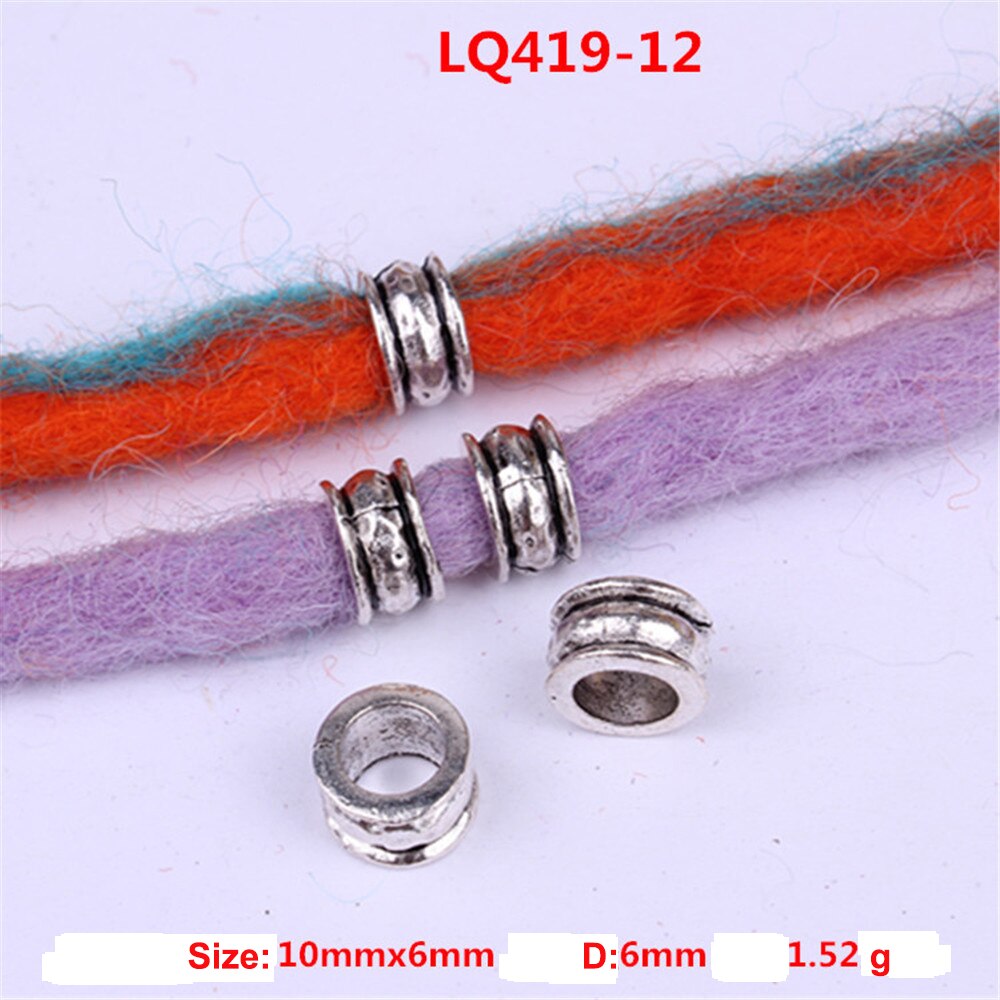 10Stck retro Silber Metall Haar flechten Furcht Dreadlock Bart Perlen Ringe Rohr ca 6mm Innen See Schmuck 15 stil: LQ419-12