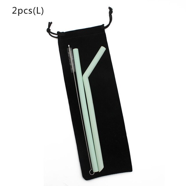 Food grade silicone straw drinking straws Reusable silicone straw FDA certification Environmental protection bar accessories: 2pcs large 03