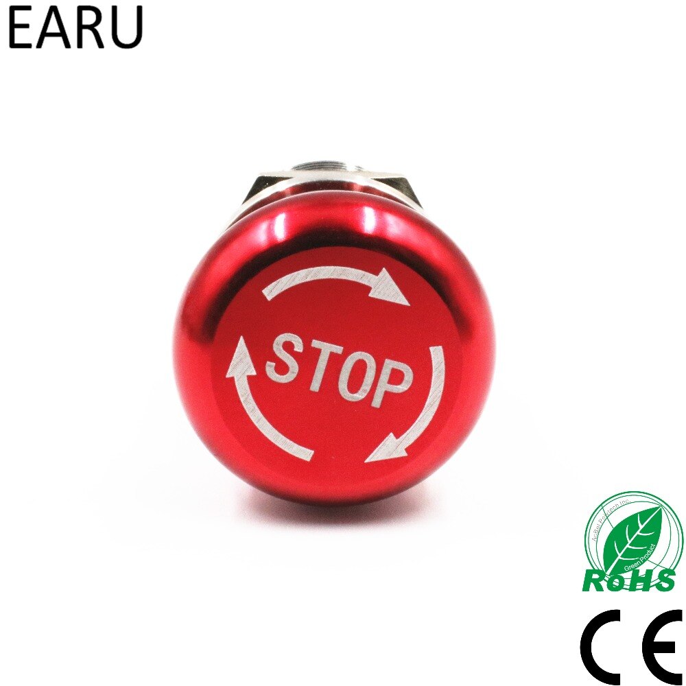 19mm 22mm Pattern Waterproof Stainless Steel Waterproof Metal Latching Emergency STOP Push Button Switch Stop Button Switch Red
