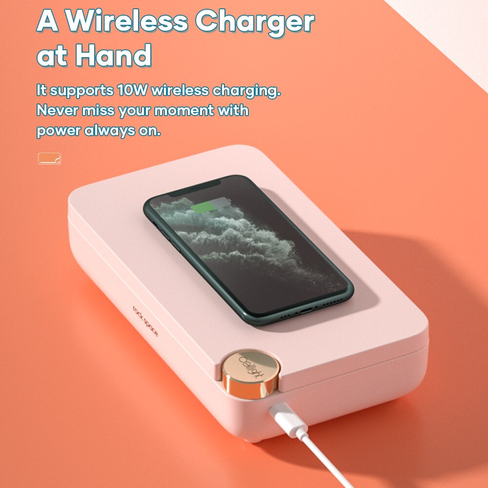 Rock 10w uv desinfektionslåda telefonsterilisator multifunktionell ultraviolett desinfektionsapparat med trådlös laddning för telefonmaskhygien