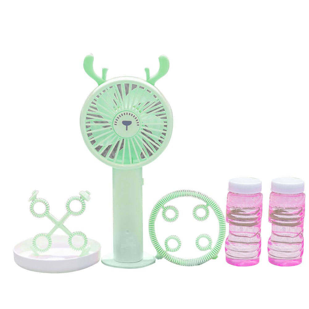 2-in-1 Mini Elektrische Karikatur Ebene Handheld blasiert Gebläse Maschine Kühl draussen Tragbare Mini Karikatur blasiert Maschine Fan: Grün Hirsch