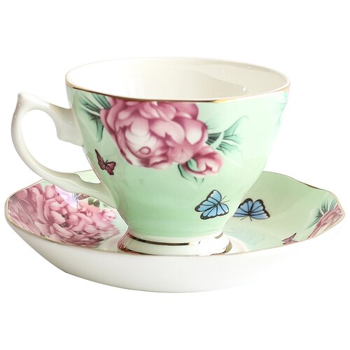 Creativity Flower Tea Cup Saucer Bone China Nordic Modern Eco Friendly Coffee Cups Luxury Reuseable Canecas Drinkware EK50BD: E
