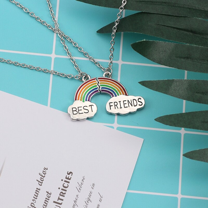 Beste Freunde Halskette EIN Paar Emaille Puzzle Regenbogen Wolke Anhänger Halskette Freundschaft Bff Schmuck Für Halskette Frauen