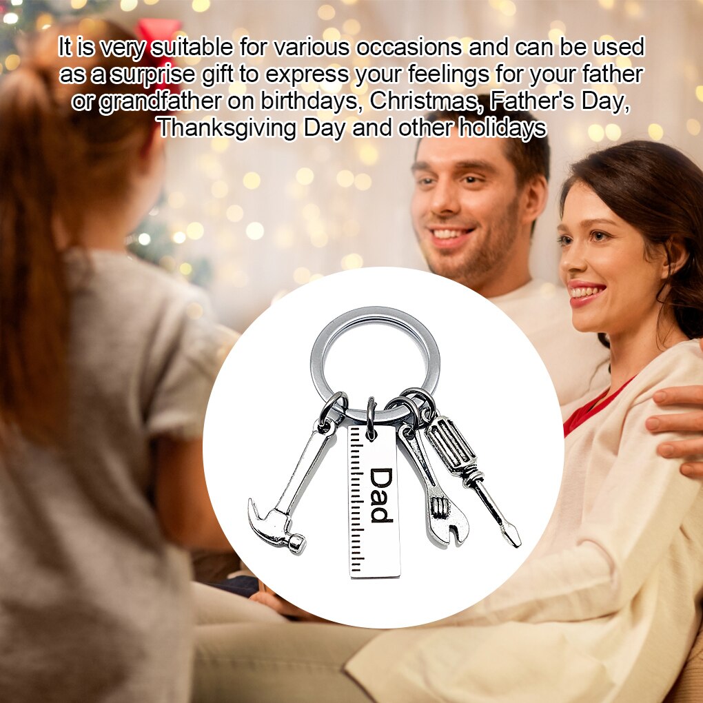 Dad Keychain Stainless Steel Alloy Screwdriver Keyring DIY Wrench Key Ring Decor Hanging Pendant Father's Day
