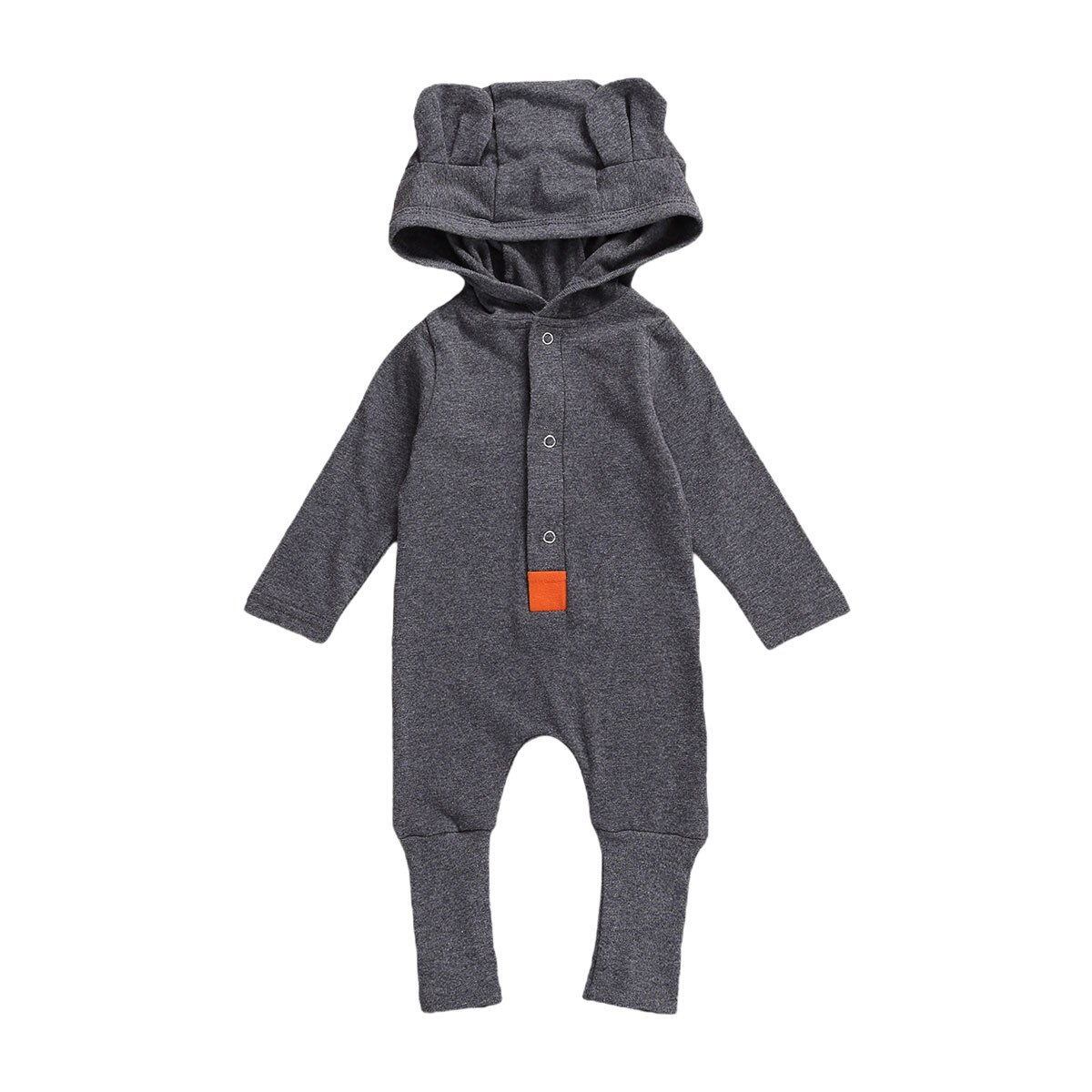 Leuke Baby Baby Lange Mouw Jumpsuit Herfst Mode Effen Kleur Single-Breasted Hooded Een Stuk Lange Cozy Ademende Kleding: D / 100