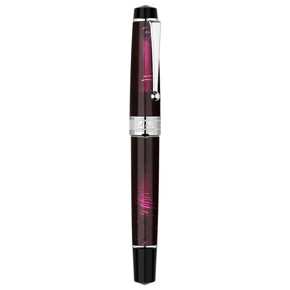 MAJOHN – stylo-plume à Piston T5, en métal Iridium EF/F/M, magnifique stylo à encre de grande capacité pour écriture, de bureau avec boîte: Violet / M 0.65mm
