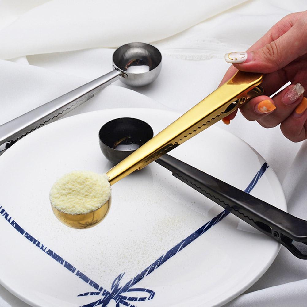 Multifunctional Stainless Steel Coffee Measuring Scoop Scoops with Bag Seal Clip Beautiful More and Health