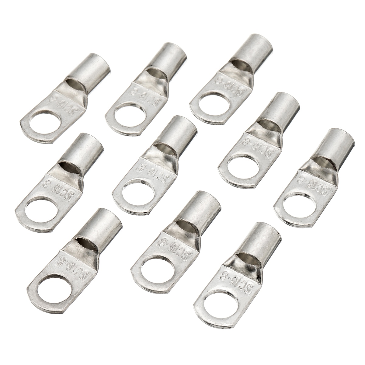10 stk kabelsko sæt terminal sølv kobber elektrisk blok ledning 8mm stik terminaler til batteri ledning auto marine  rv 4wd